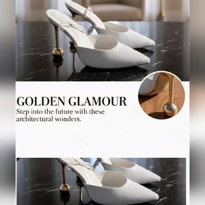 Fashion Nova Rosala White Wrap Up  Ankle with Gold Heel Women's Size 8.5  NWT